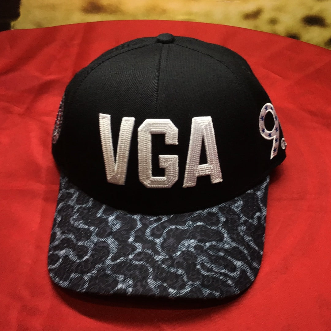 Black Hat W/ White Lettering W/ Camo Bill