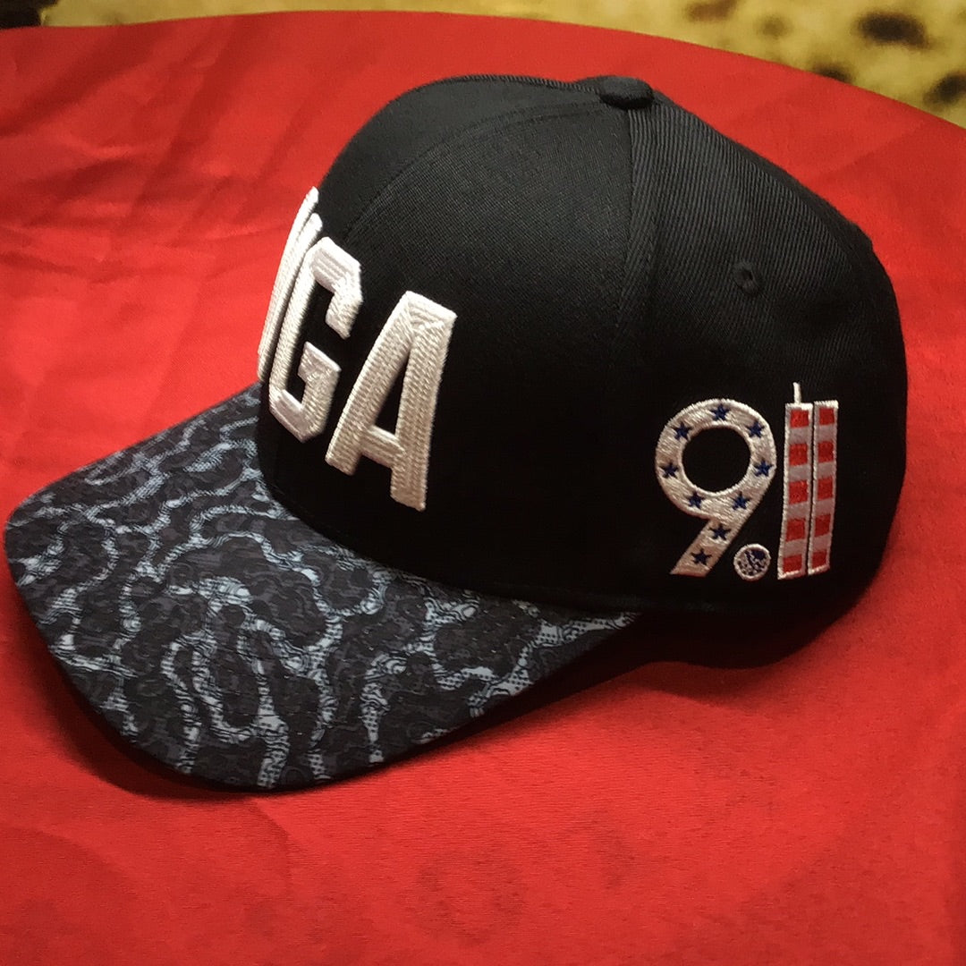 Black Hat W/ White Lettering W/ Camo Bill