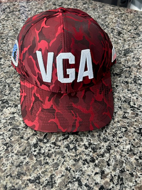 Red Camo Hat W/ White Lettering