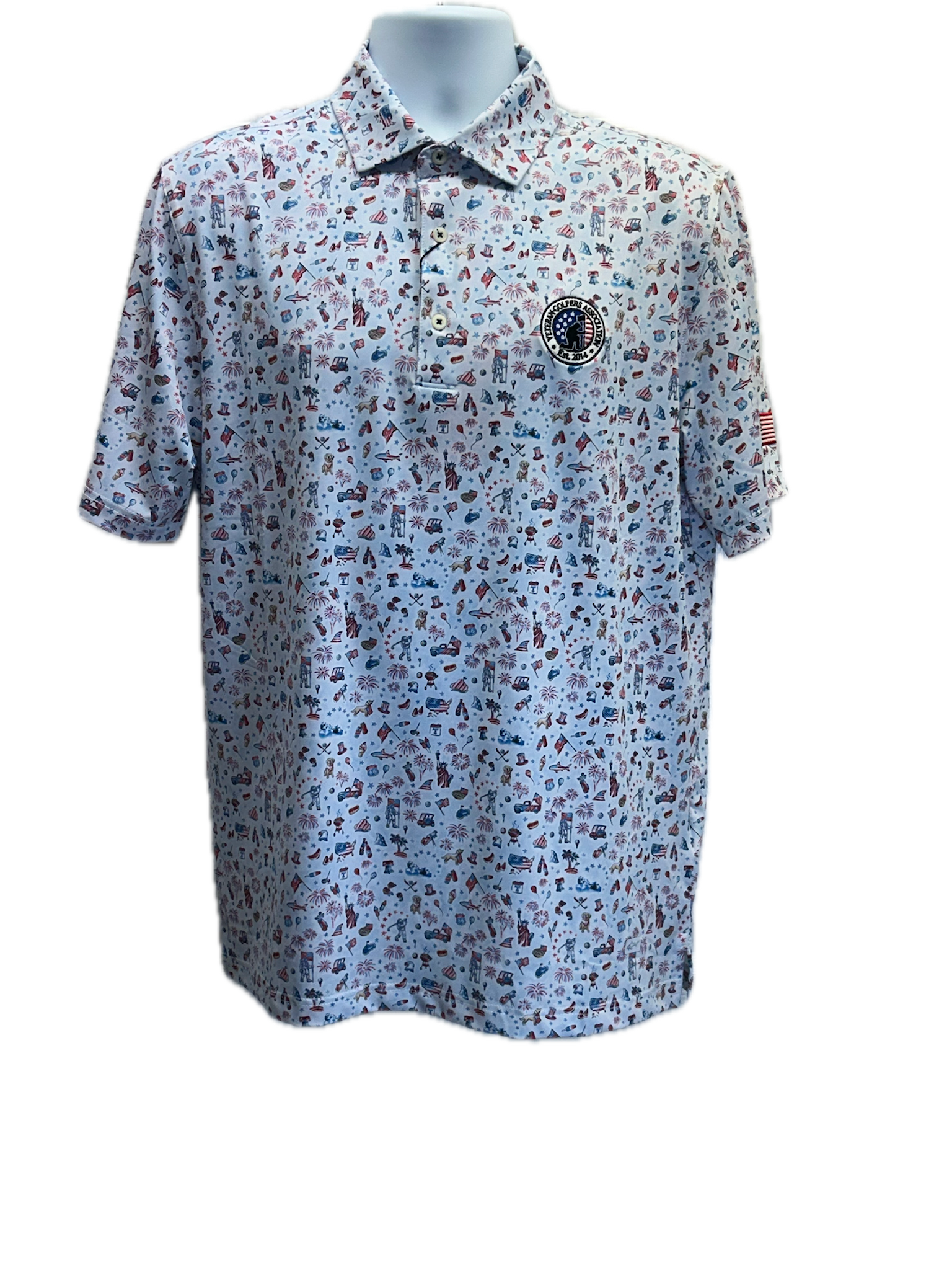 Men's Greg Norman Performance Polo Stars and Stripes
